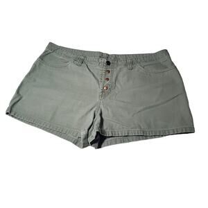 🔥 Old Navy Y2K 100% Cotton Button Fly Denim Shorts Women's Size 16 Olive Green
